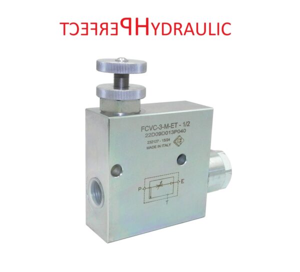 Hydraulic flow control valve RFP3 1/2" with excess oil drain