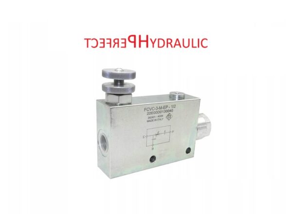 Hydraulic flow control valve RFP3 1/2″ with excess oil drain FCVC-3-M-EP-1/2