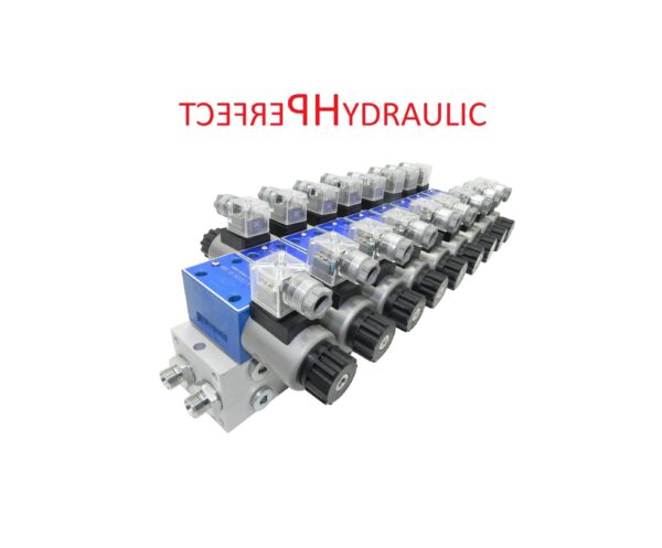 Hydraulic valve control valve 8 section CETOP 03 NG6 60l/min 12V base plate DBV