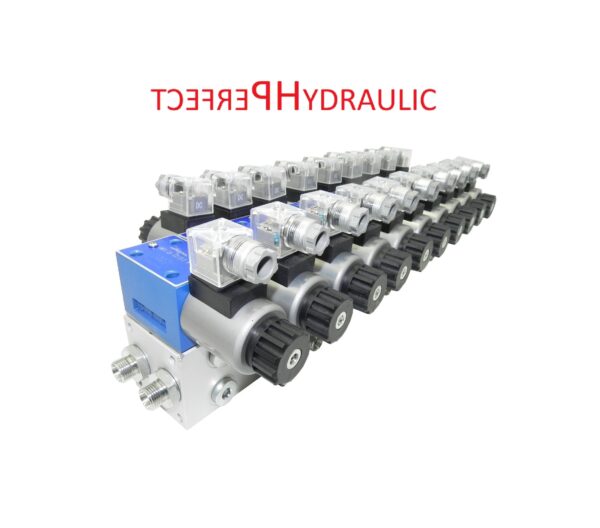 Hydraulic valve control valve 9 section CETOP 03 NG6 60l/min 12V base plate DBV