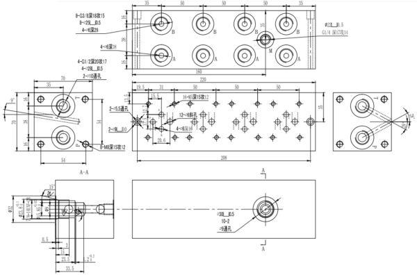 Cetop 3 NG 06 Grundplatte 4 Sektionen Anschlussplatte mit DBV 4 fach Hydraulik – Bild 3