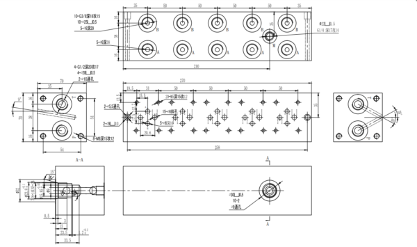 Cetop 3 NG 06 Grundplatte 5 Sektionen Anschlussplatte mit DBV 5 fach Hydraulik – Bild 3