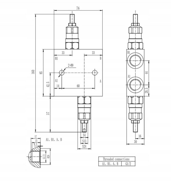 Hydraulic SMR BMR motor brake valve VAU BSP 1/2'' - Image 2