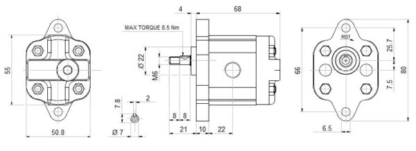Hydraulic pump gear pump BG1 1,25 ccm shaft M6 group 0 internal thread 1.875L right - Image 3