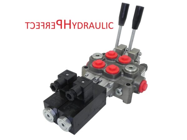 Hydraulic valve hydraulic distributor electric + lever 2 sections Q45 60L