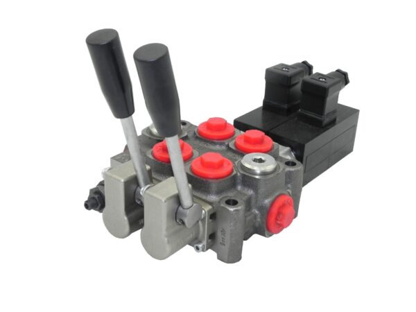 Hydraulic valve hydraulic distributor electric + lever 2 sections Q45 60L - Image 4