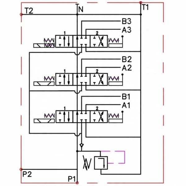 Hydraulikventil elektrisch Hebel Q45 60L 3 fach für Doppelwirkende zylinder – Bild 3