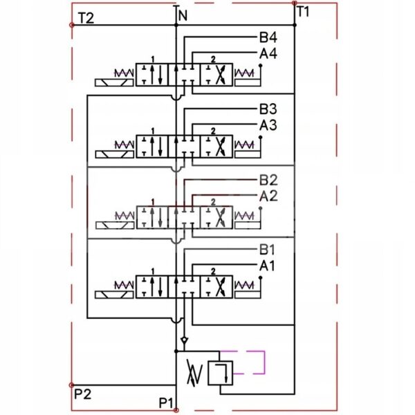 Hydraulic valve hydraulic distributor electric + lever 4 sections Q45 60L - Image 3