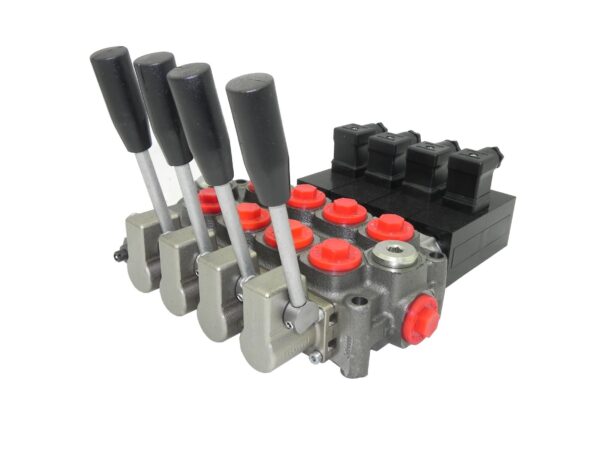Hydraulic valve hydraulic distributor electric + lever 4 sections Q45 60L - Image 4