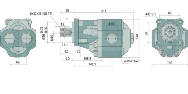 Hydraulikzahnradpumpe BSP 3/4'' 30.R-40-F1H8L1C0 – Bild 2