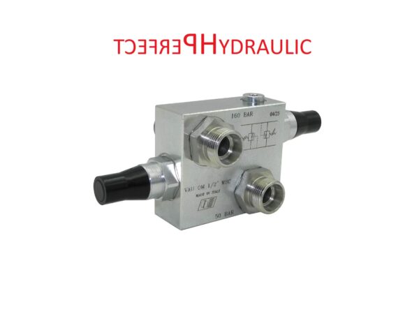 VAU OM BSP 1/2" cross overflow valve, 60 L/min, 50-200 bar