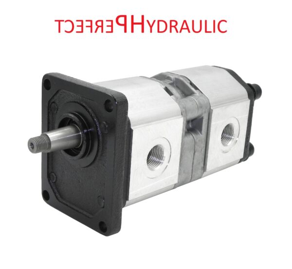 Double tandem hydraulic gear pump from 4 to 25 ccm shaft 1:8 threads BSP
