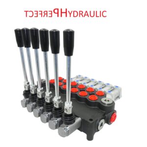 6-teiliger Hydraulikverteiler P40, pneumatisch oder per Hebel betätigt 6 fach